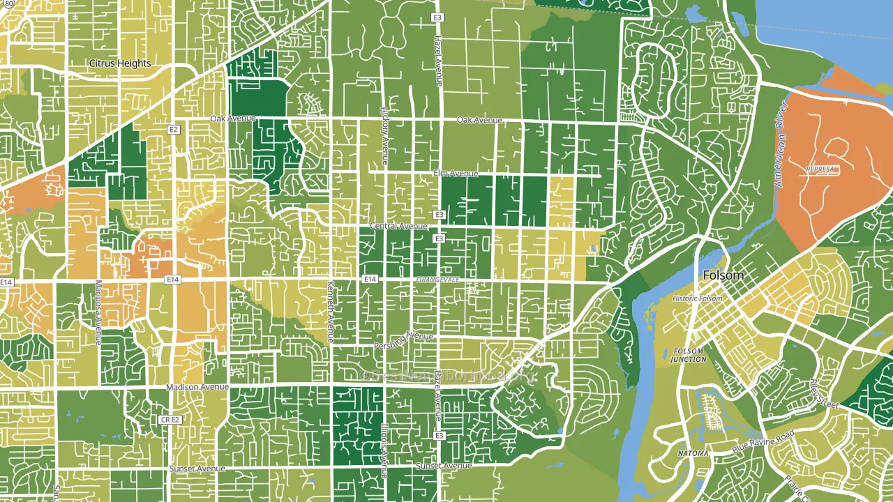 Orangevale, CA block-group voter-turnout map