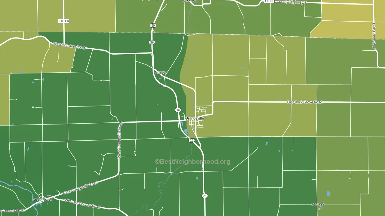 Orangeville, IL block-group voter-turnout map