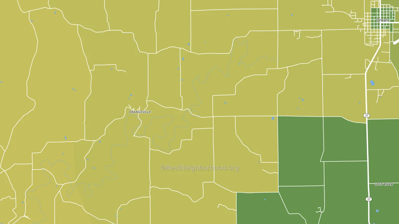 Orangeville, IN block-group voter-turnout map