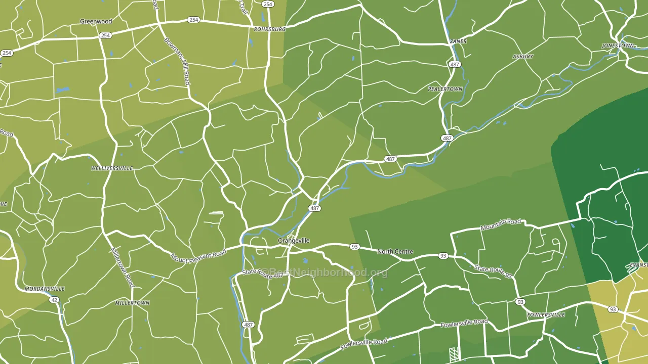 Orangeville, PA block-group voter-turnout map