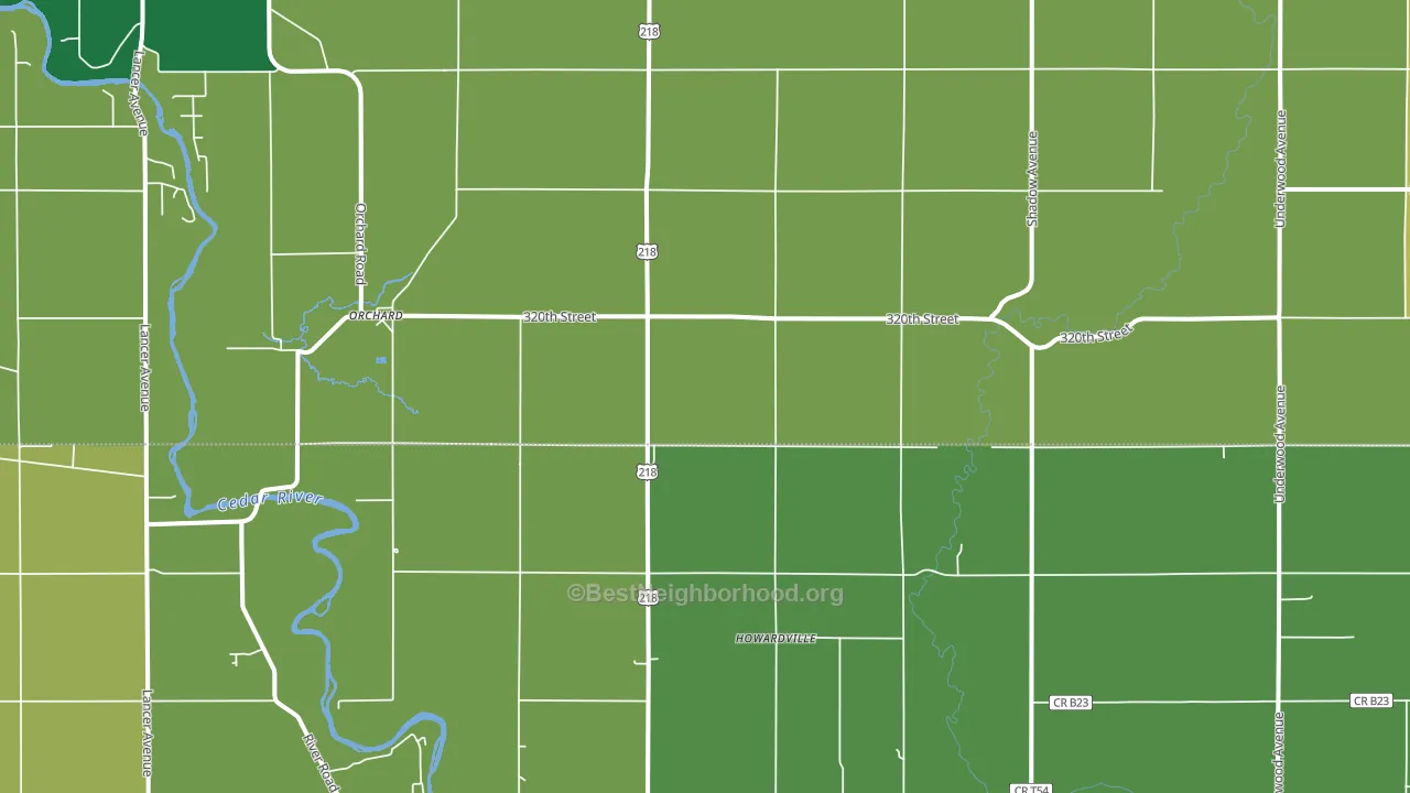 Orchard, IA block-group voter-turnout map