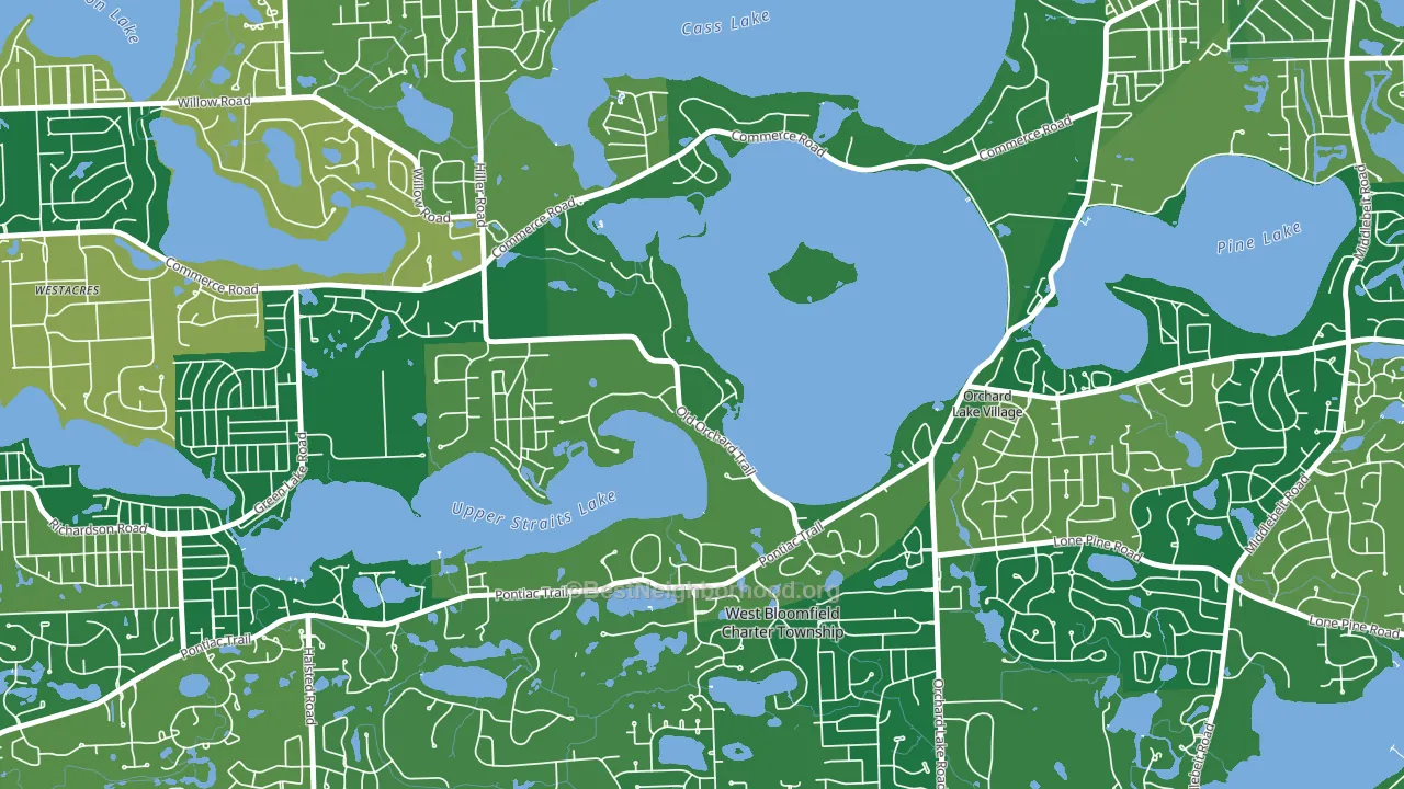 Orchard Lake Village, MI block-group voter-turnout map