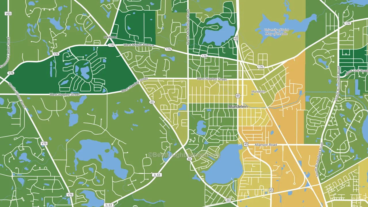 Orchard Meadows, Mundelein, IL block-group voter-turnout map