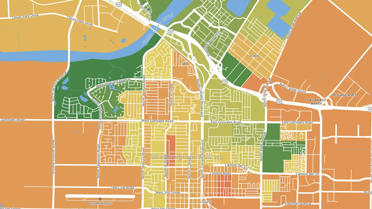 Orchard, Oxnard, CA block-group voter-turnout map