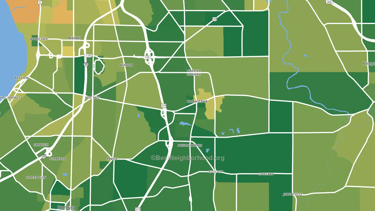 Orchard Park, NY block-group voter-turnout map