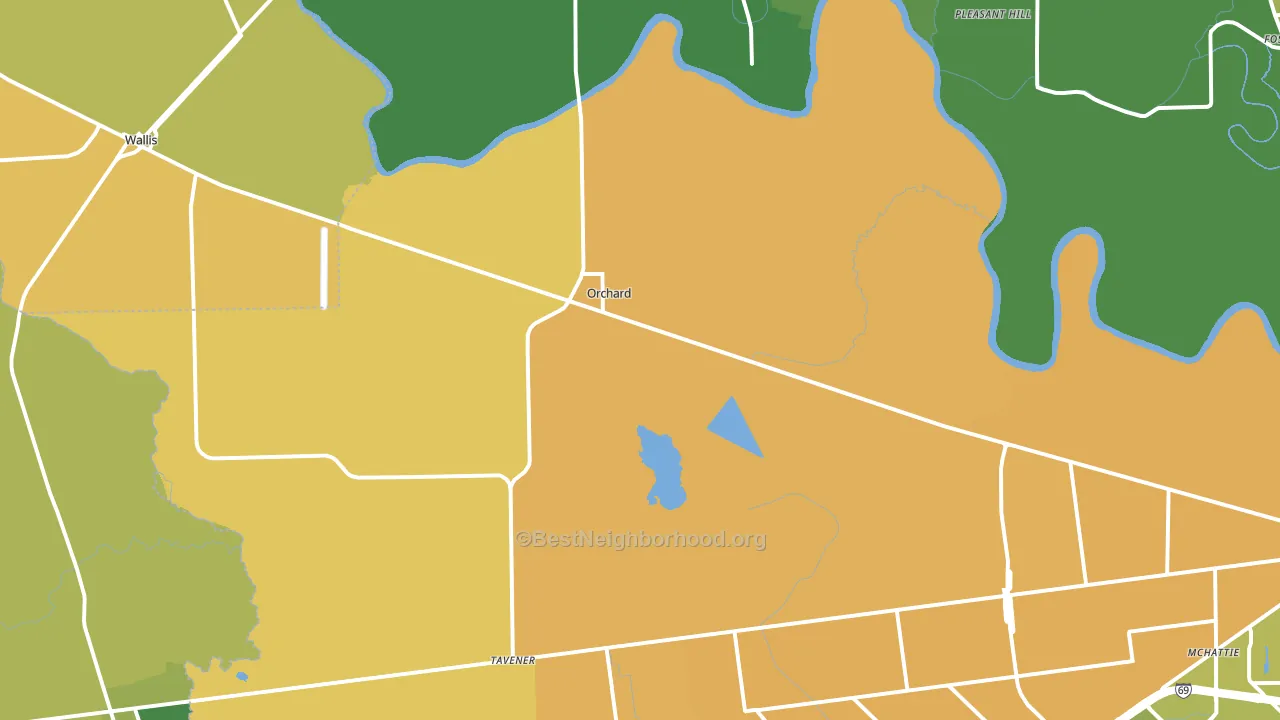 Orchard, TX block-group voter-turnout map