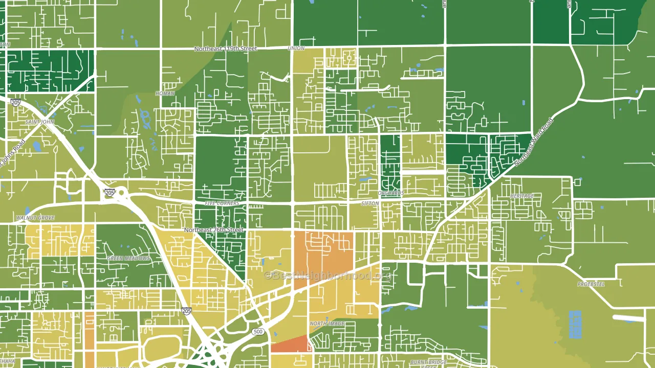 Orchards Area, Orchards, WA block-group voter-turnout map