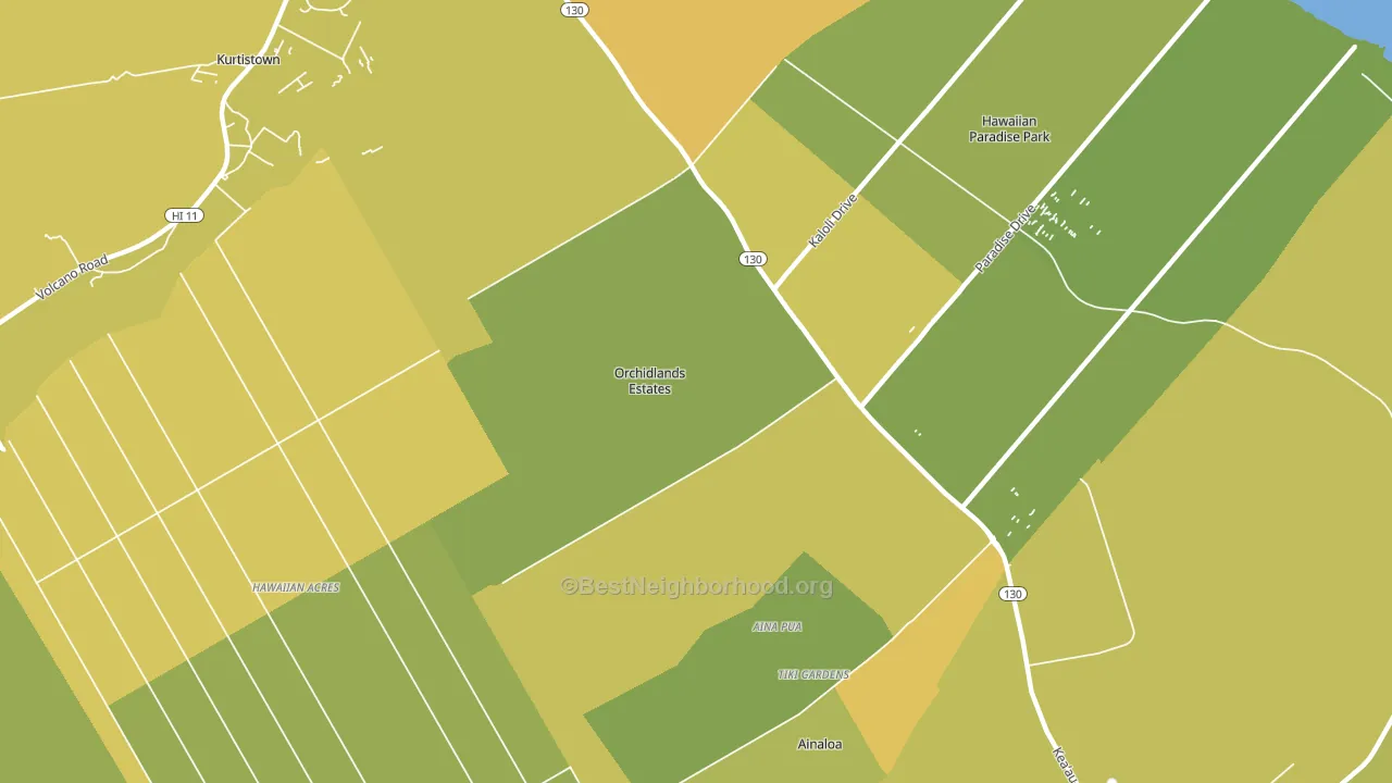 Orchidlands Estates, Keaau, HI block-group voter-turnout map