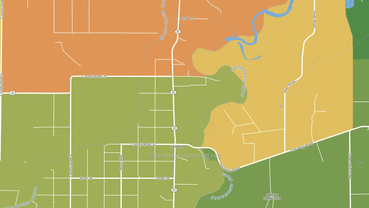 Ordbend, CA block-group voter-turnout map