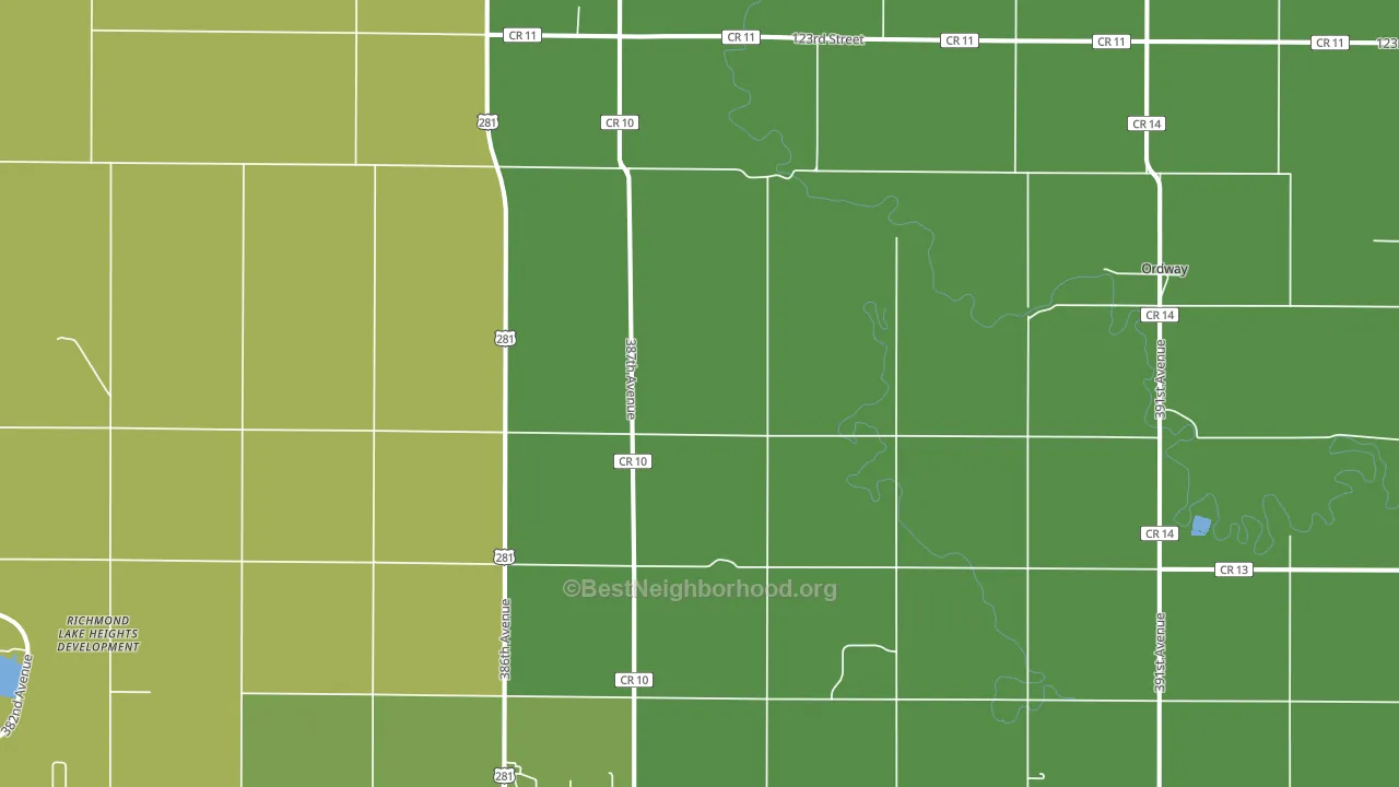 Ordway, SD block-group voter-turnout map