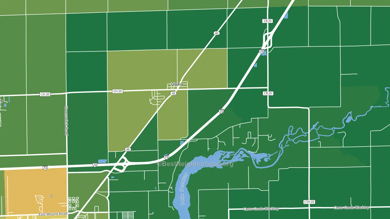 Oreana, IL block-group voter-turnout map
