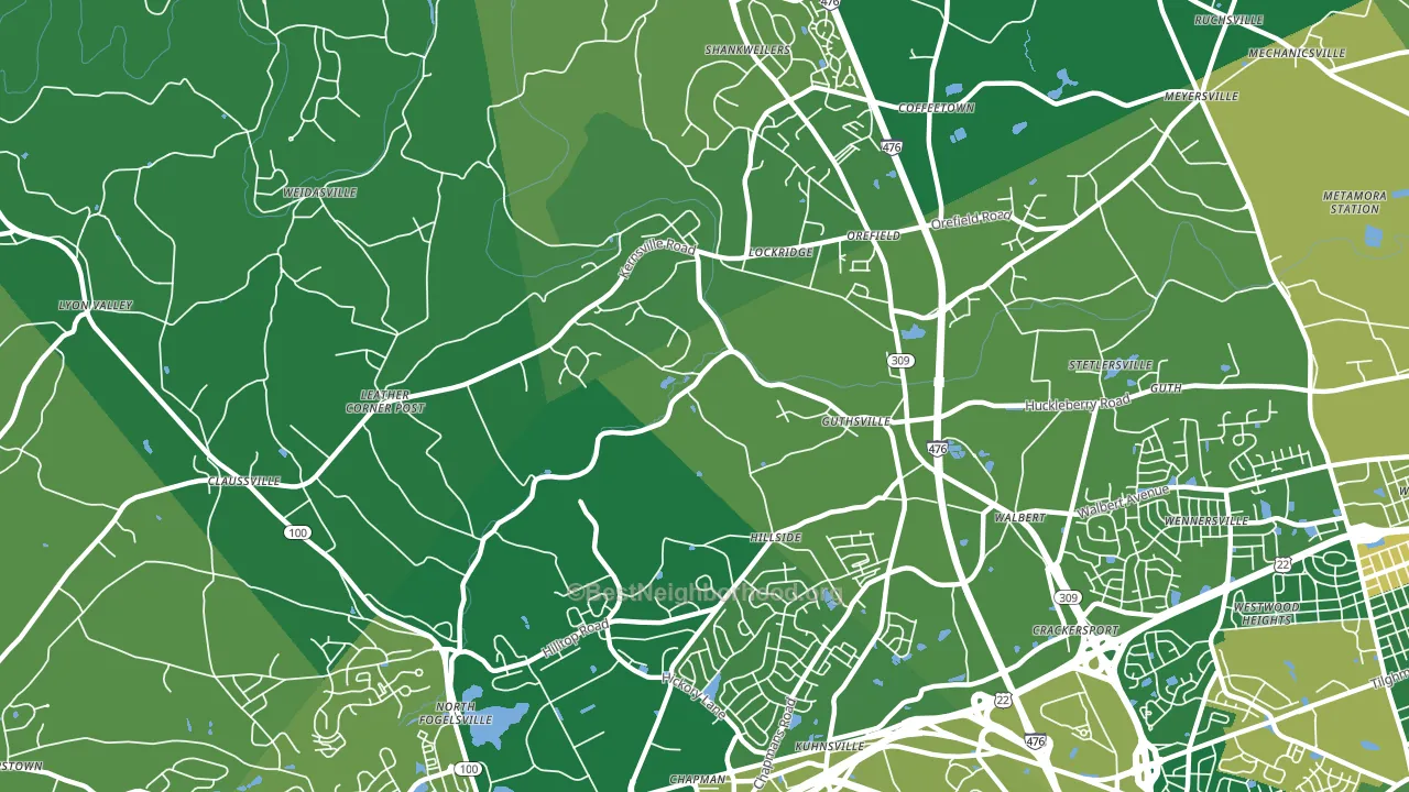 Orefield, PA block-group voter-turnout map