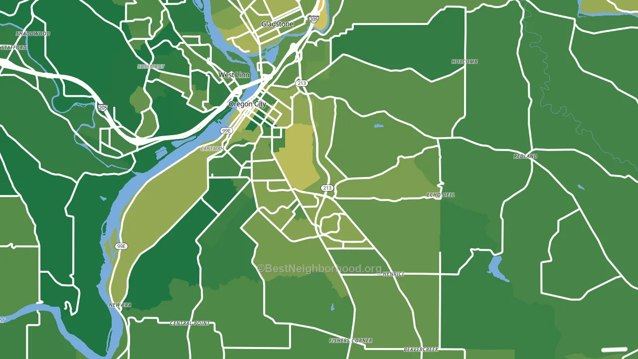 Oregon City, OR block-group voter-turnout map