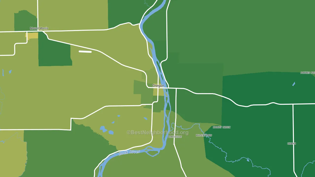 Oregon, IL block-group voter-turnout map