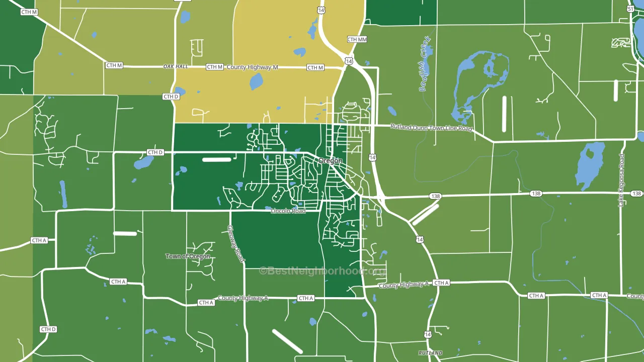 Oregon, WI block-group voter-turnout map