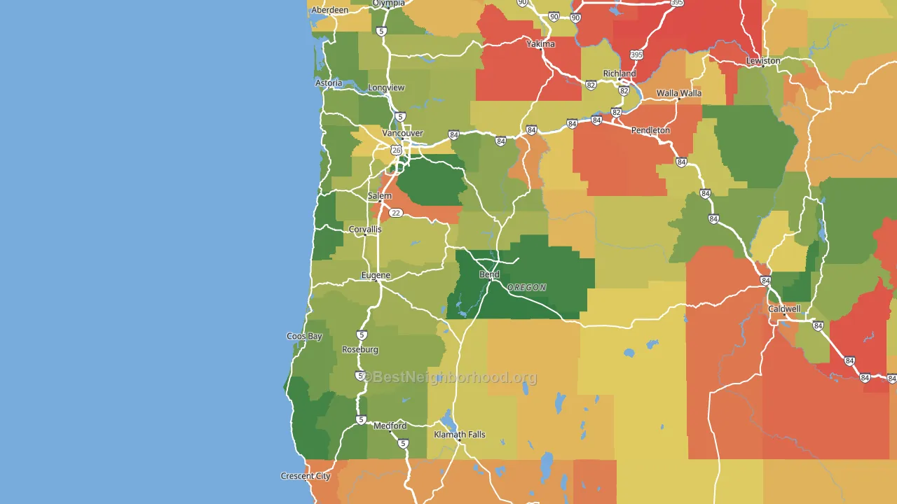 Oregon block-group voter-turnout map