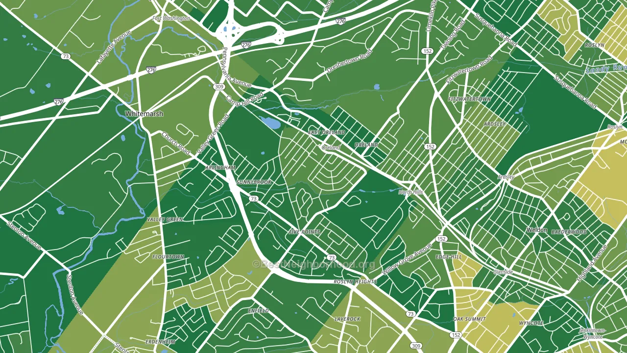 Oreland, PA block-group voter-turnout map