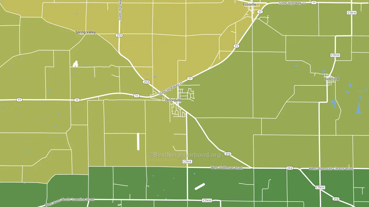 Orfordville, WI block-group voter-turnout map