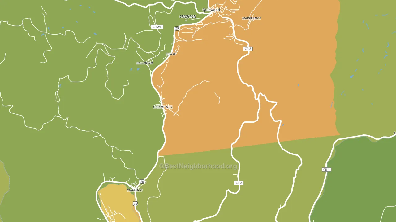 Orient Hill, WV block-group voter-turnout map