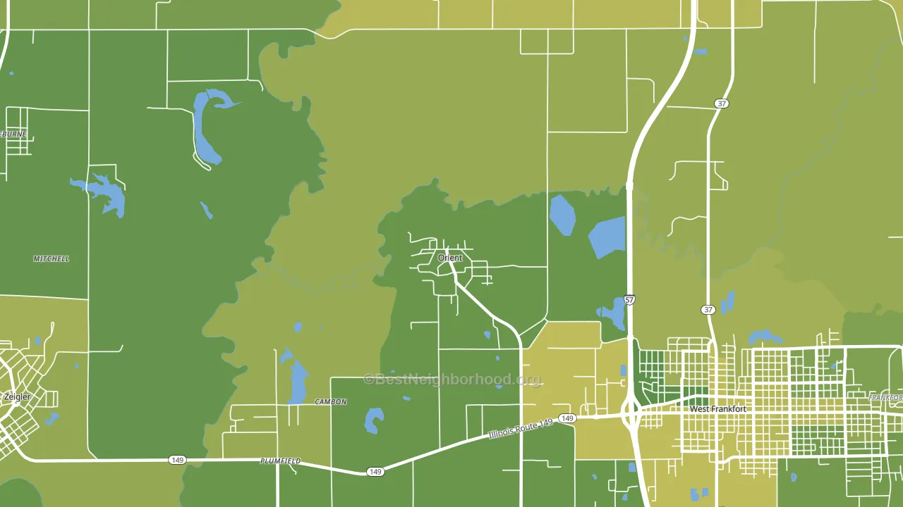 Orient, IL block-group voter-turnout map