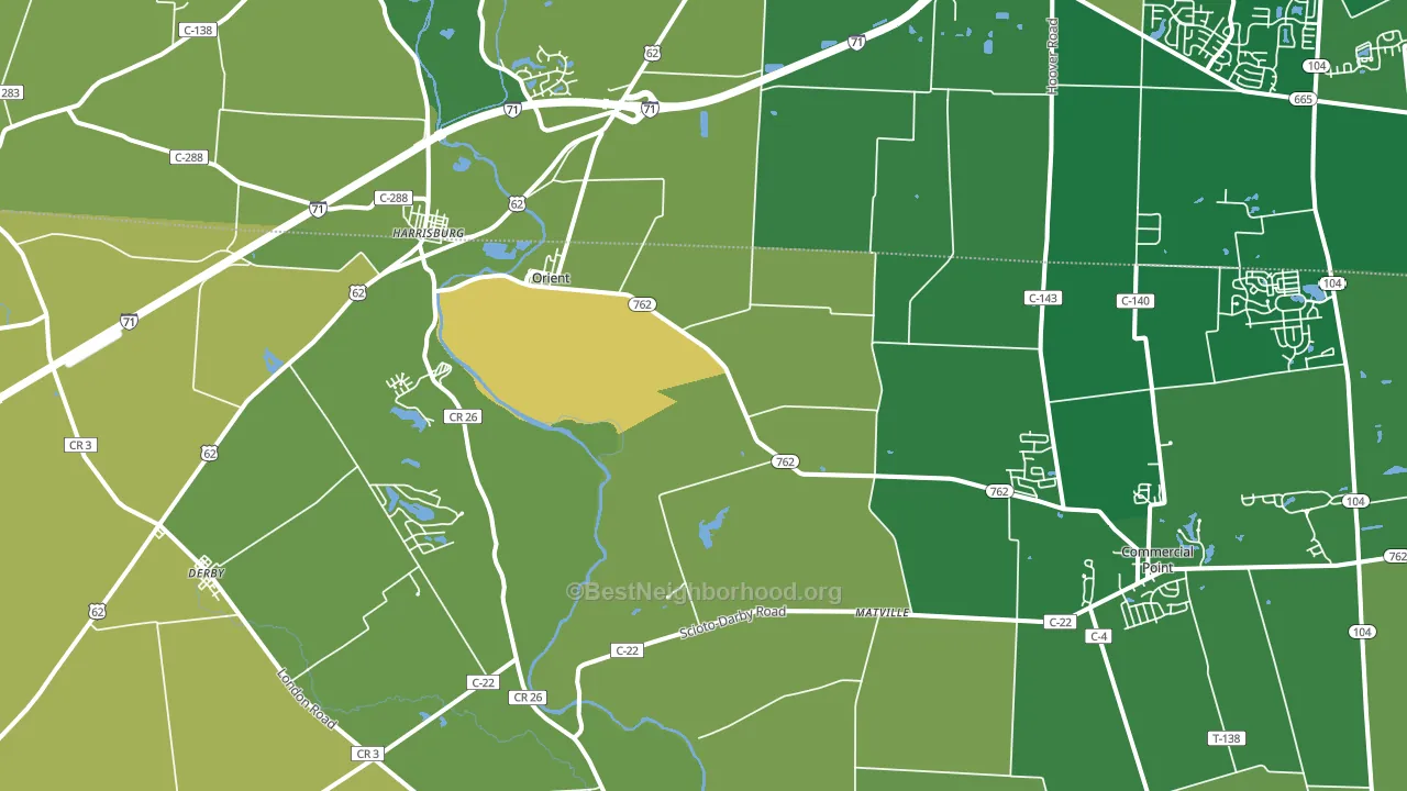 Orient, OH block-group voter-turnout map