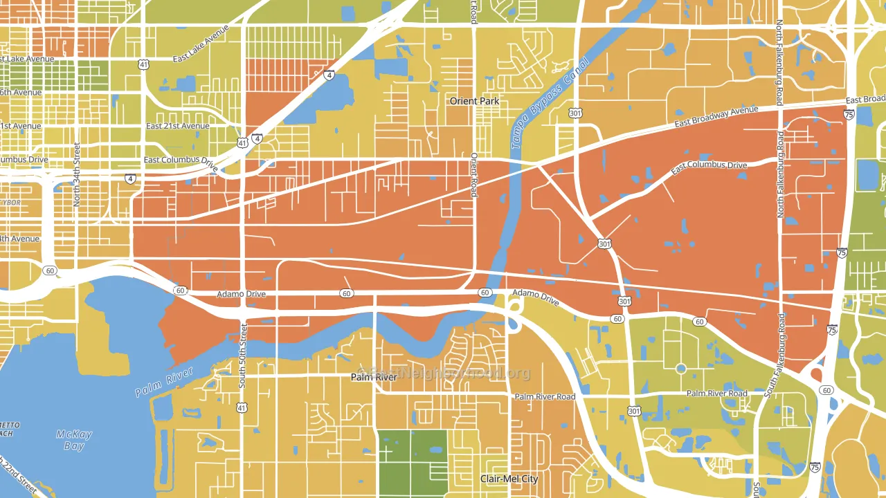 Orient Park, Tampa, FL block-group voter-turnout map