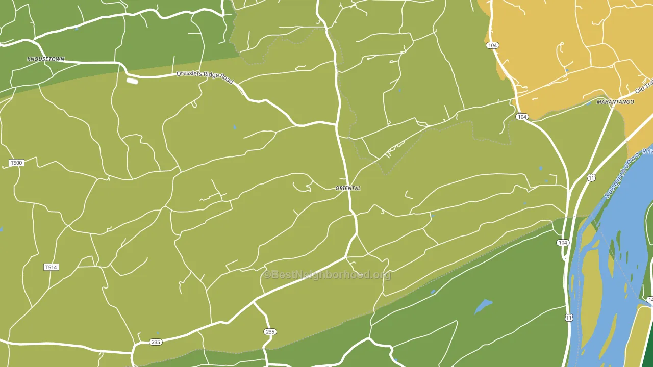 Oriental, PA block-group voter-turnout map
