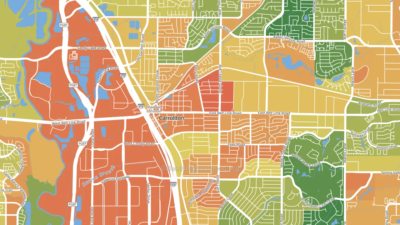 Original Town, Carrollton, TX block-group voter-turnout map