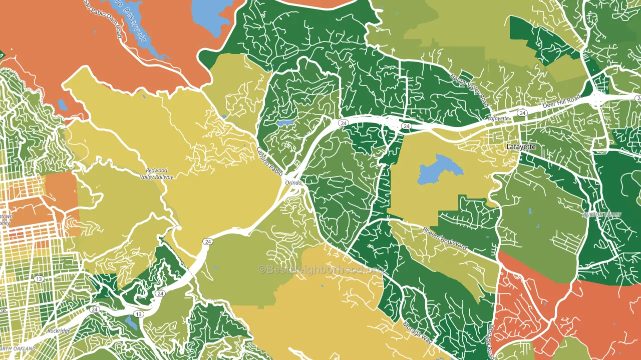 Orinda, CA block-group voter-turnout map