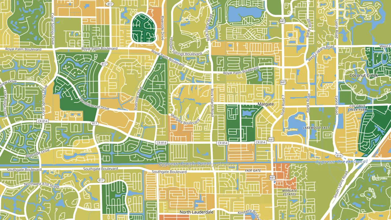 Oriole Margate Golf Course, Margate, FL block-group voter-turnout map