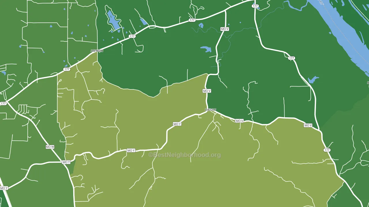 Oriole, MO block-group voter-turnout map