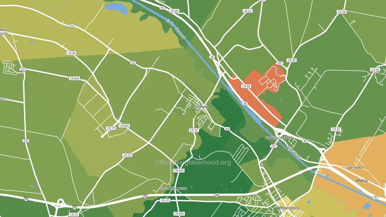 Oriskany, NY block-group voter-turnout map