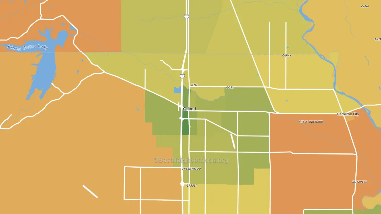 Orland, CA block-group voter-turnout map