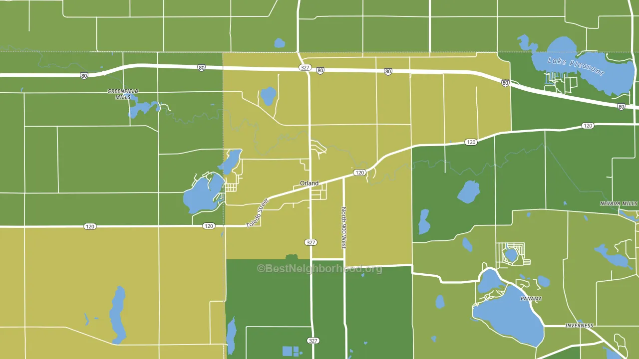 Orland, IN block-group voter-turnout map