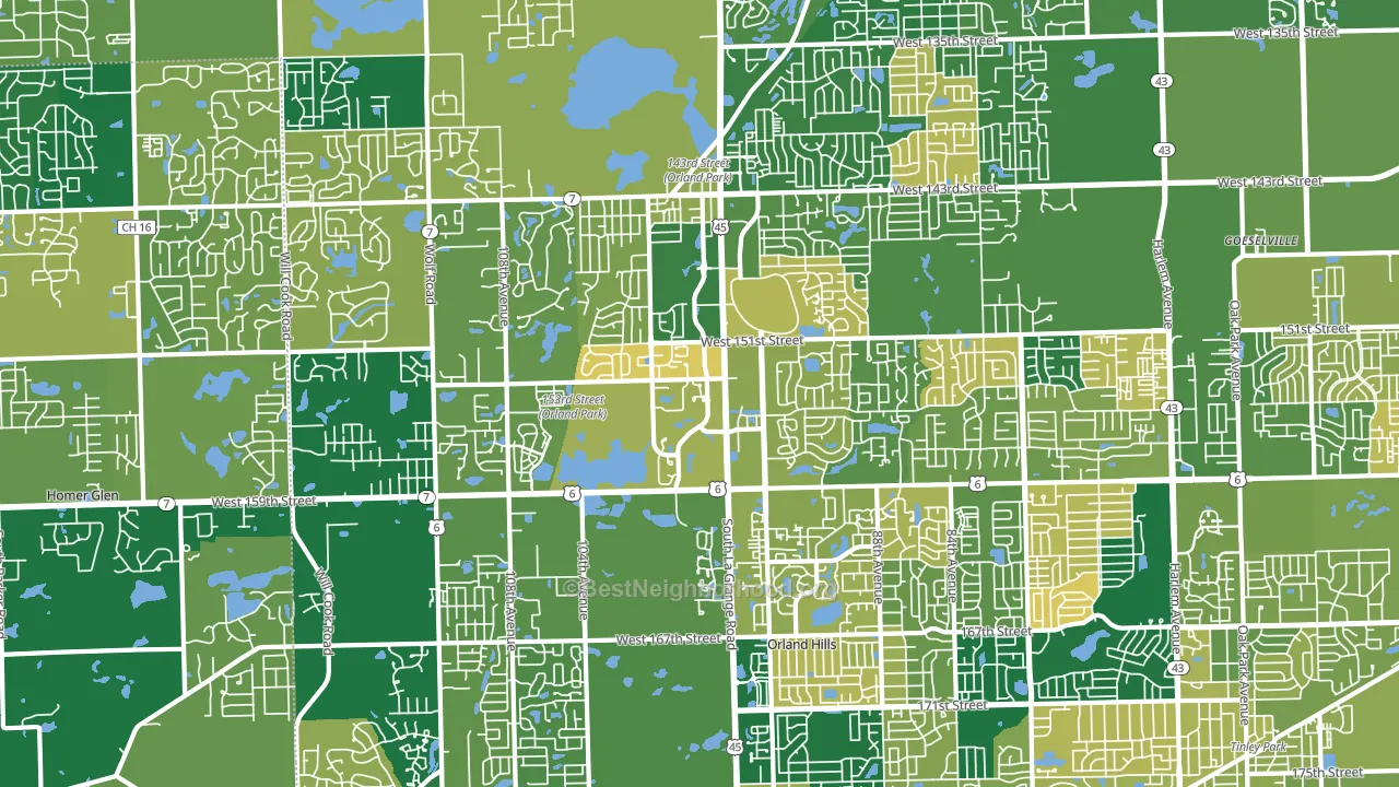 Orland Park, IL block-group voter-turnout map