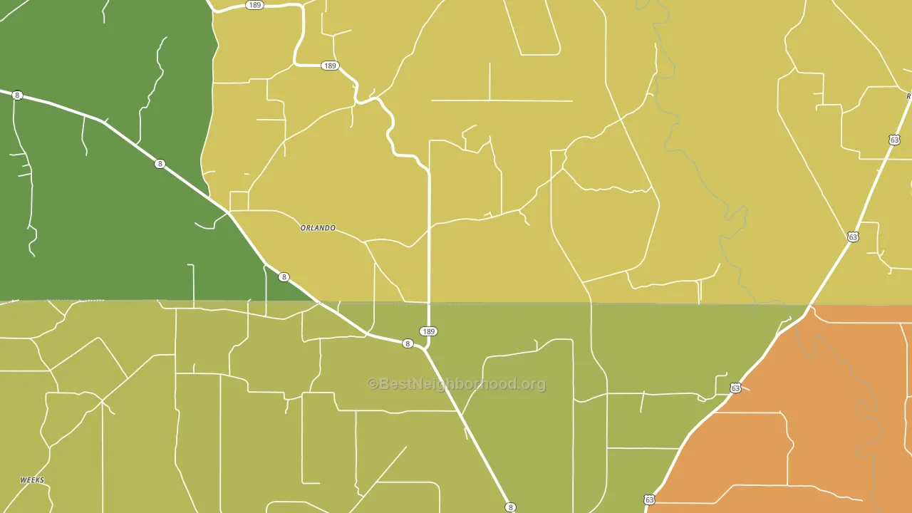 Orlando, AR block-group voter-turnout map