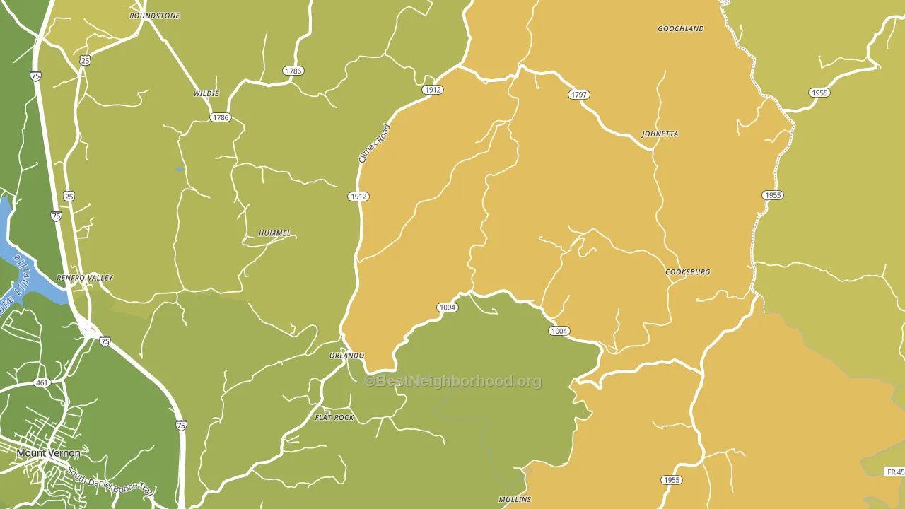 Orlando, KY block-group voter-turnout map
