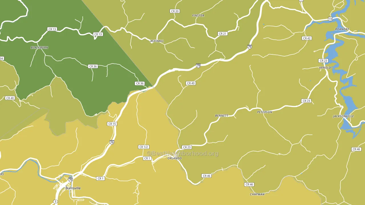 Orlando, WV block-group voter-turnout map