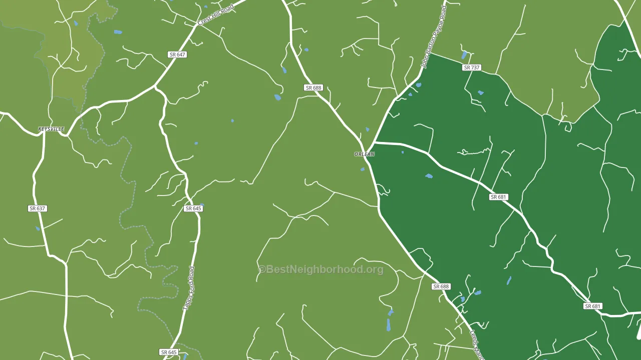 Orlean, VA block-group voter-turnout map