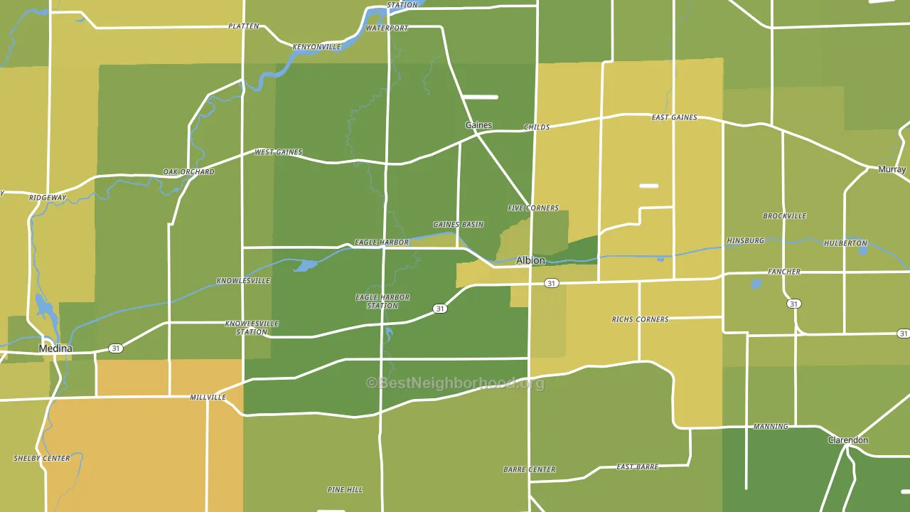 Orleans County, NY block-group voter-turnout map