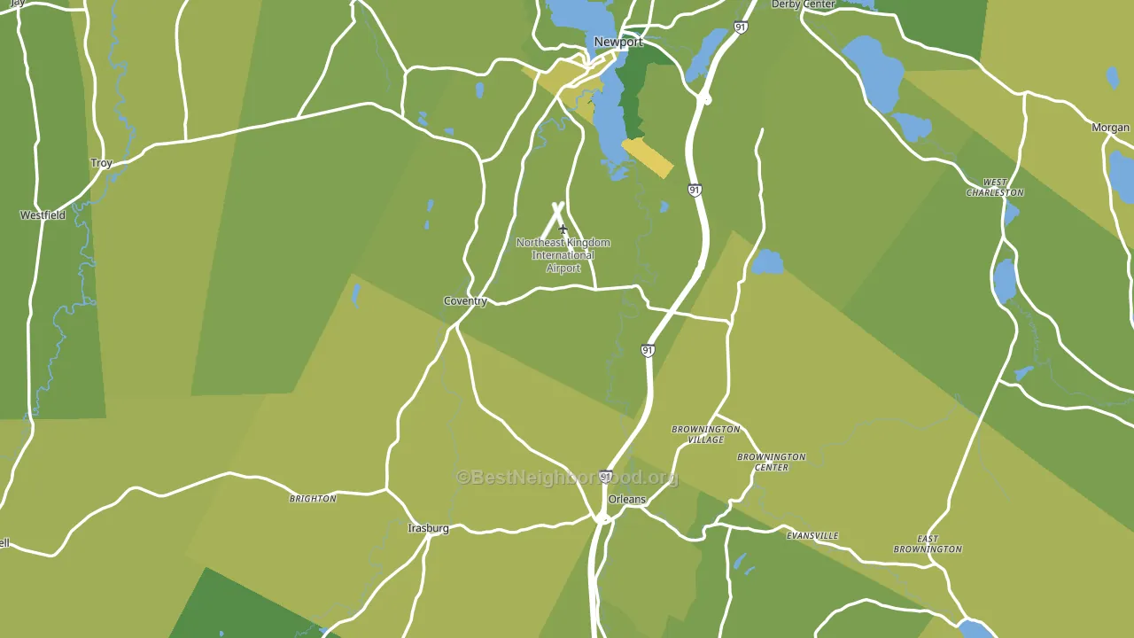 Orleans County, VT block-group voter-turnout map