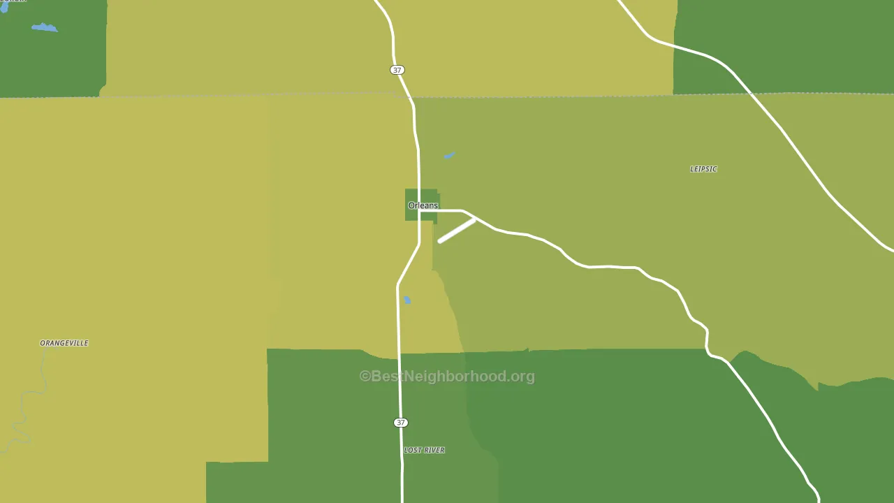 Orleans, IN block-group voter-turnout map