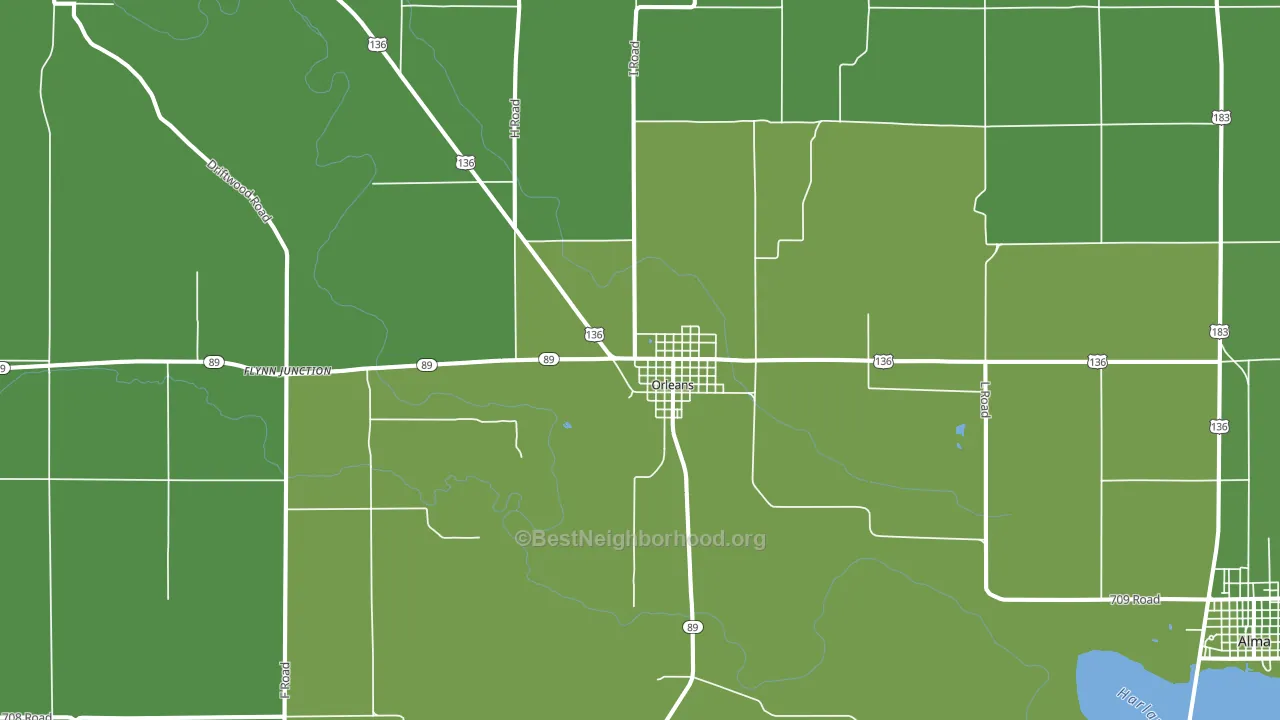 Orleans, NE block-group voter-turnout map