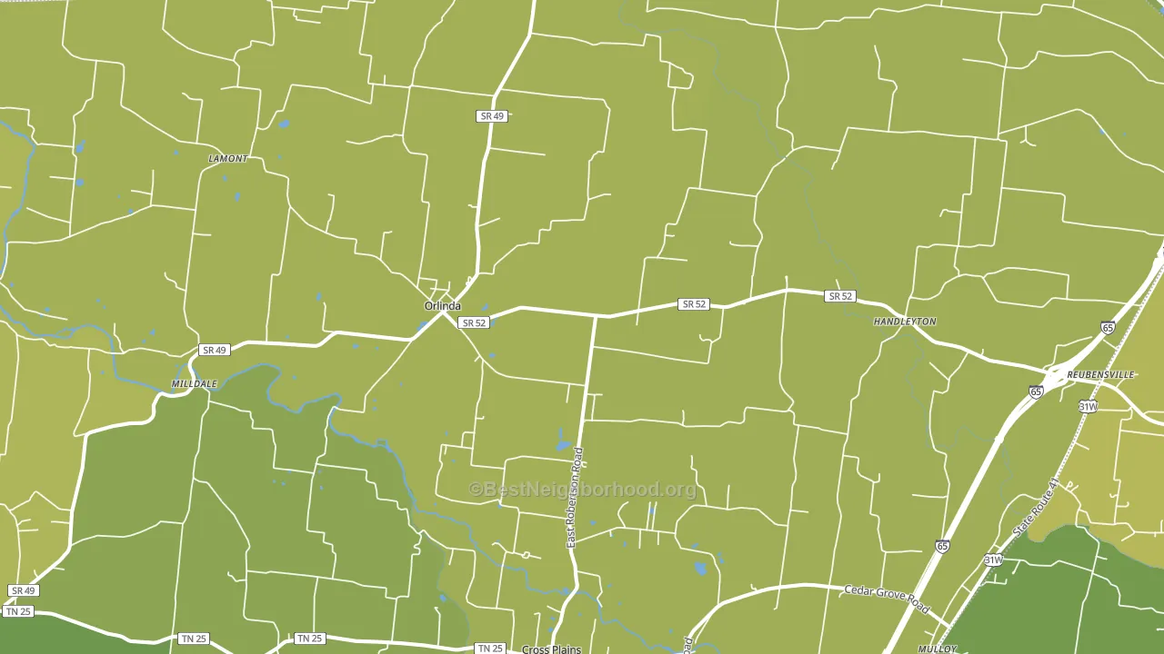 Orlinda, TN block-group voter-turnout map