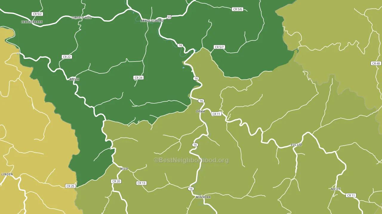 Orma, WV block-group voter-turnout map