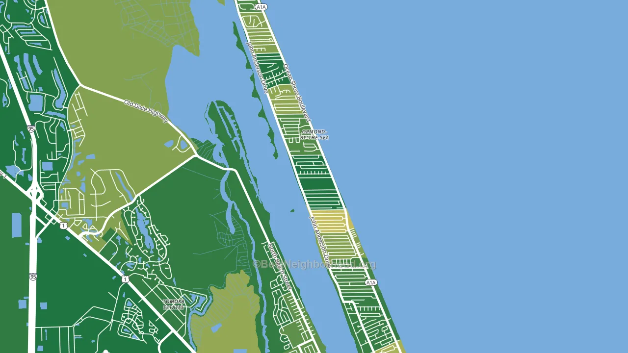 Ormond-by-the-Sea, FL block-group voter-turnout map