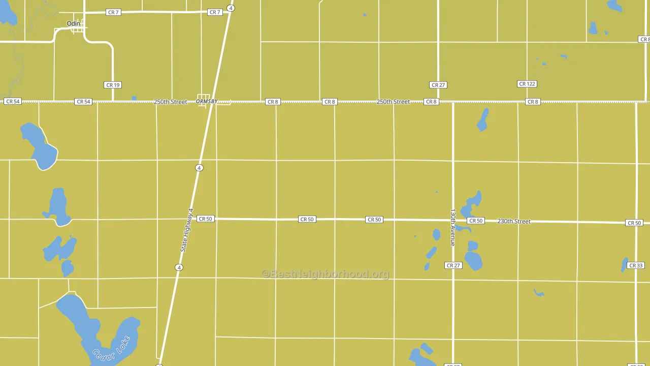 Ormsby, MN block-group voter-turnout map