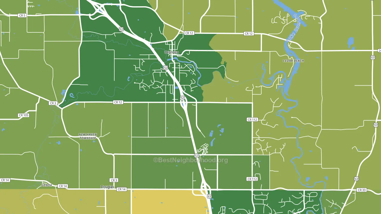 Oronoco, MN block-group voter-turnout map