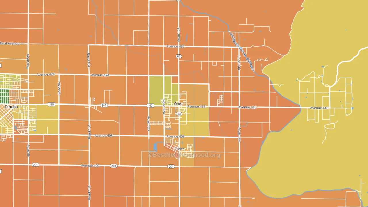 Orosi, CA block-group voter-turnout map