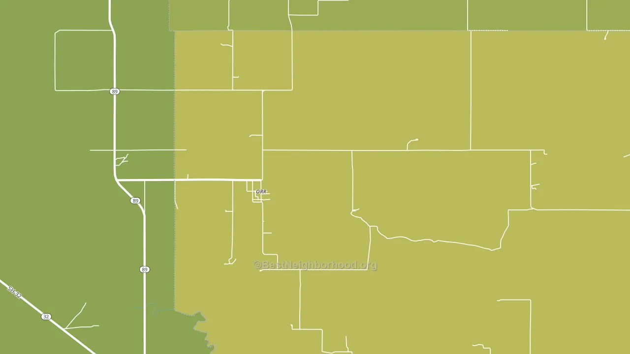 Orr, OK block-group voter-turnout map